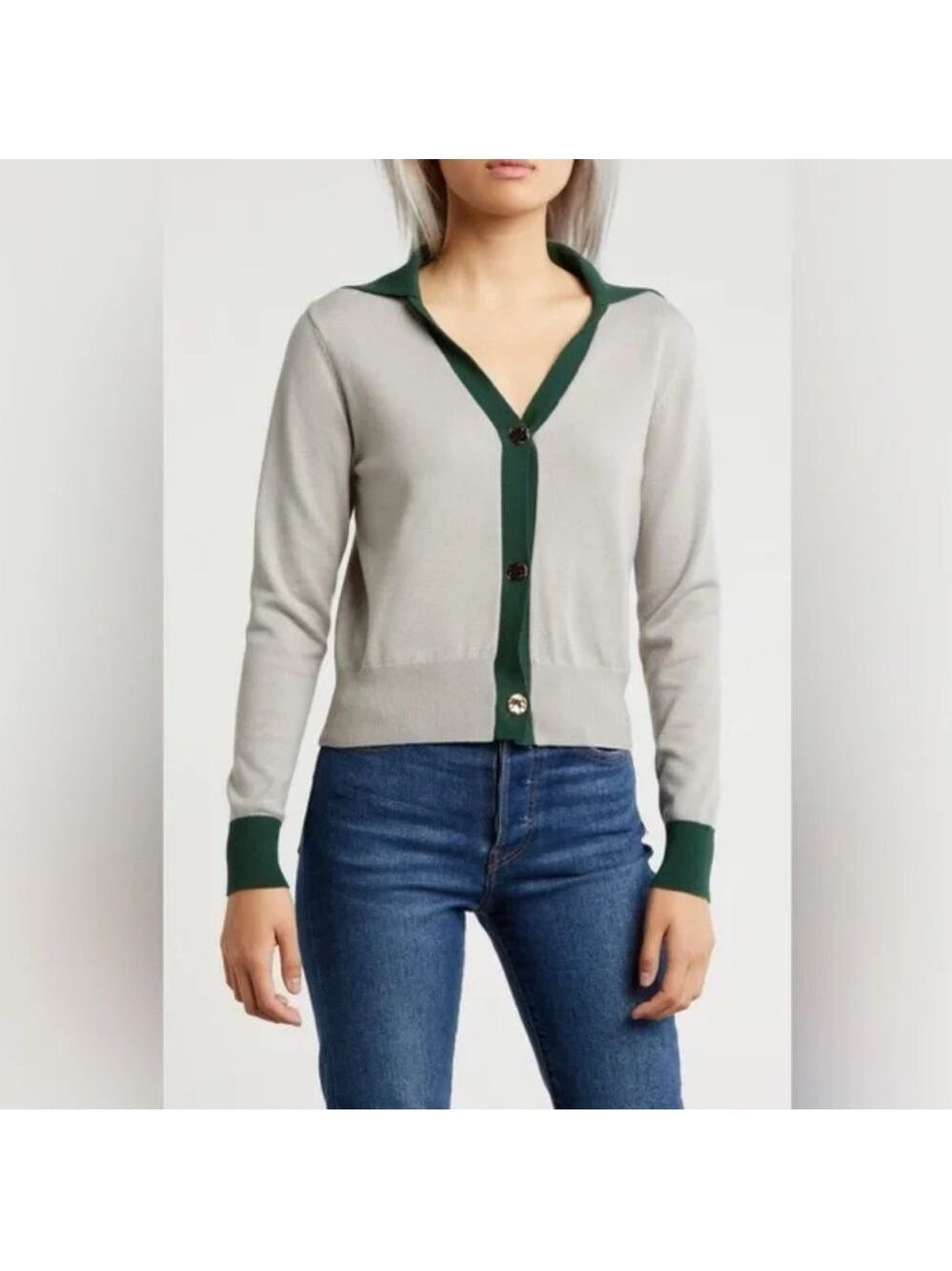 NWT Area Stars Contrast Trim Cardigan Sweater